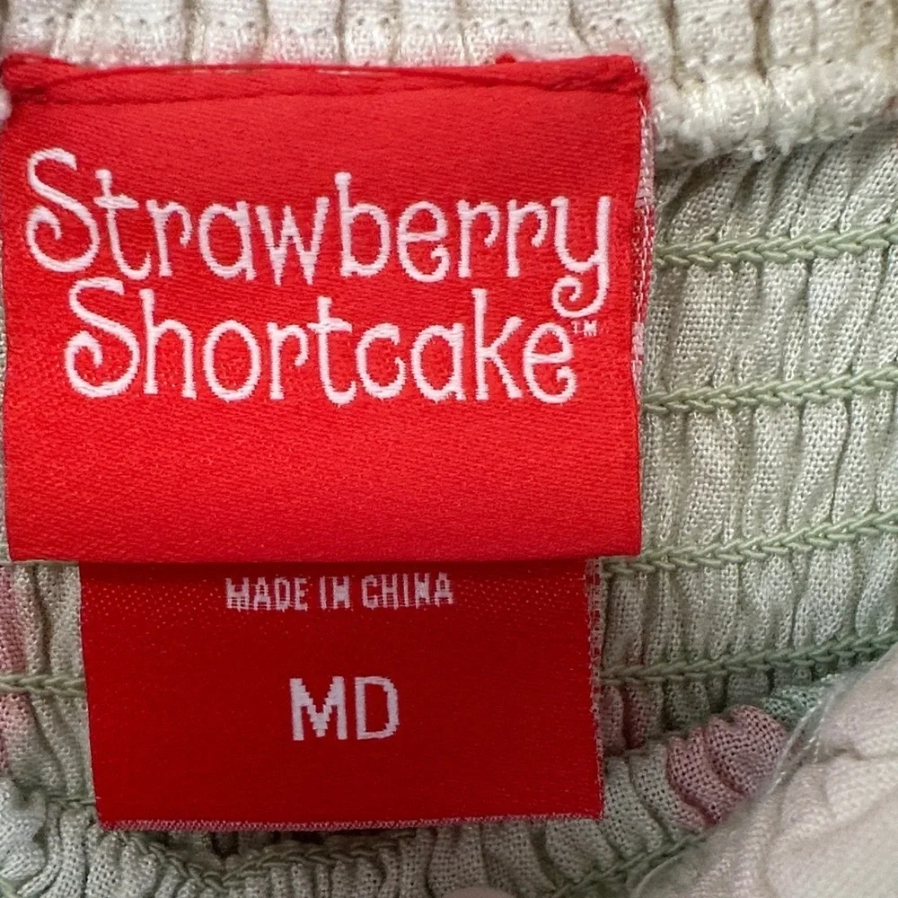 Hot Topic Strawberry Shortcake Sage Green Smocked Cottagecore Midi Dress M